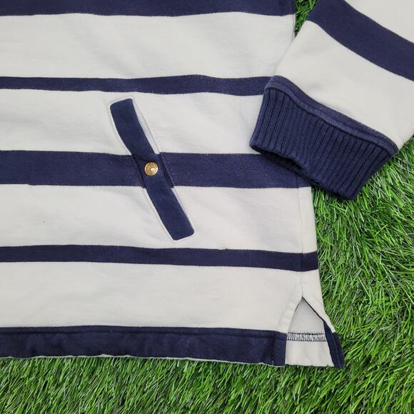 Ralph-Lauren Lace-Up Hoodie Womens Large 21x24 Stripes - Picture 11 of 14